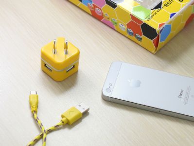 5V 2A 雙孔折疊USB插頭+充電線禮盒組/AC插頭
