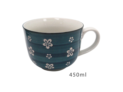 松村窯日式大碗杯(藍)450ml-手工盒裝