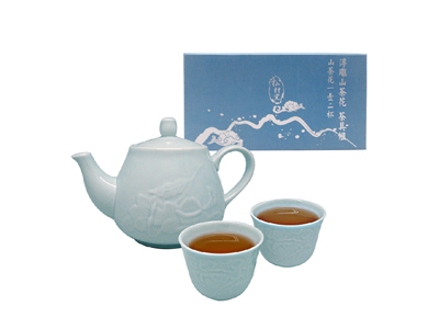 松村窯浮雕山茶花1壺2杯茶具組禮盒組