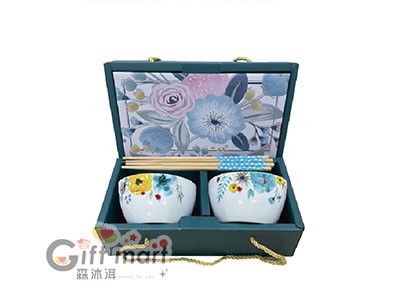 花語陶瓷二件碗筷組禮盒