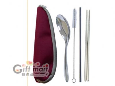 304不鏽鋼餐具四件組三角包