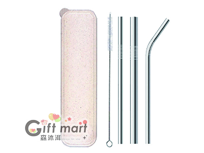 小麥盒304不鏽鋼吸管4件組