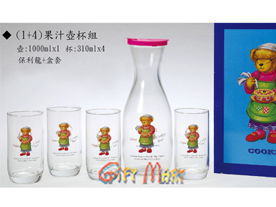 小熊1壺4杯玻璃冷水壺組