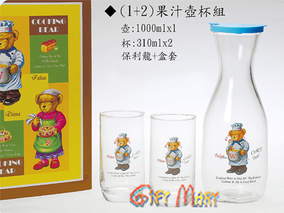 小熊1壺2杯玻璃冷水壺組
