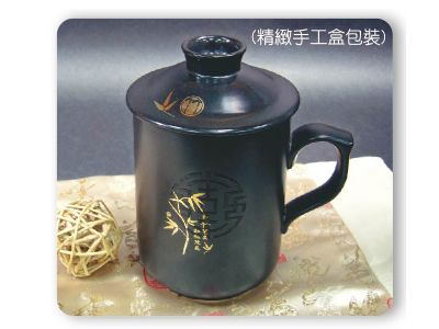 瓷炭陶坊二件式金竹蓋杯