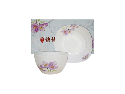 松村窯桔梗花2件餐具組