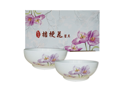 松村窯桔梗花拉麵碗組2入