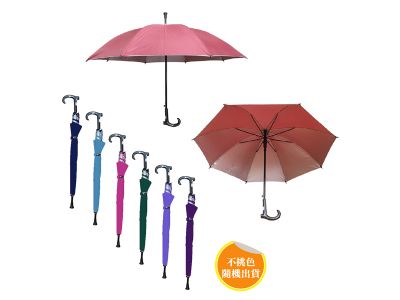 23吋銀膠素色拐杖傘