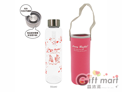 安妮兔時尚玻璃瓶550ml(附瓶套)