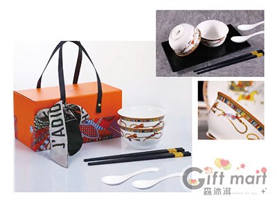 唐彩碗組禮盒(附筷匙)