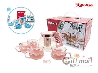 Recona日式玻璃花茶壺杯組(一壺4杯)