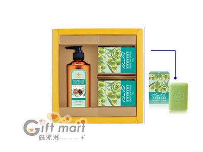 蜂王橄欖活膚皂2入+蜂王無患子洗髮露 禮盒