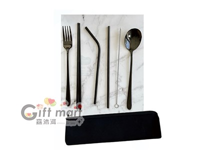 時尚黑環保餐具吸管組(#304)