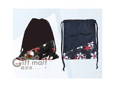 客家拼接花布束口後背包