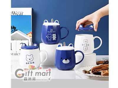 小熊夥伴陶瓷杯蓋組(附匙)